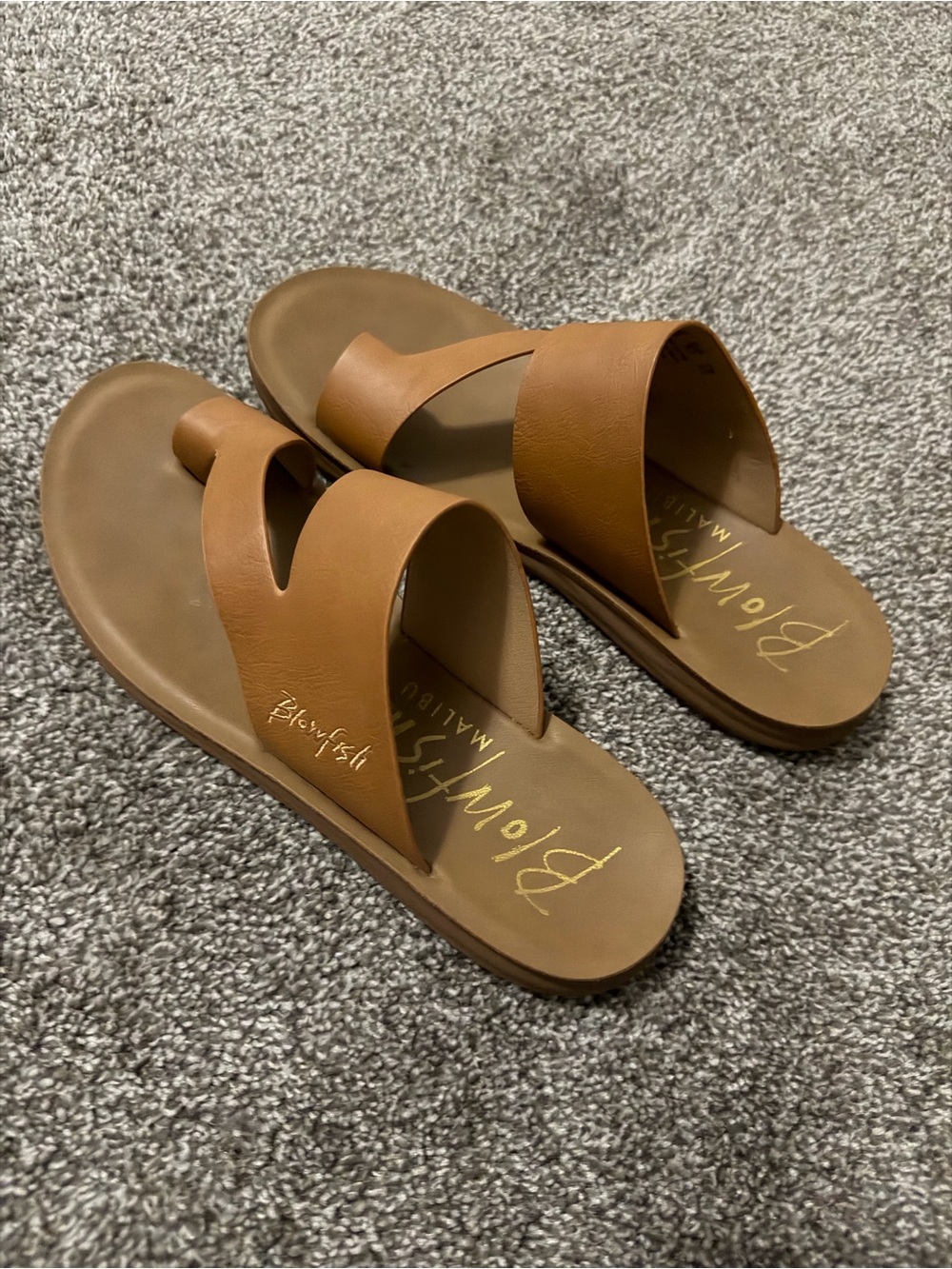 Blowfish Tan Cross-Strap Slide Sandals